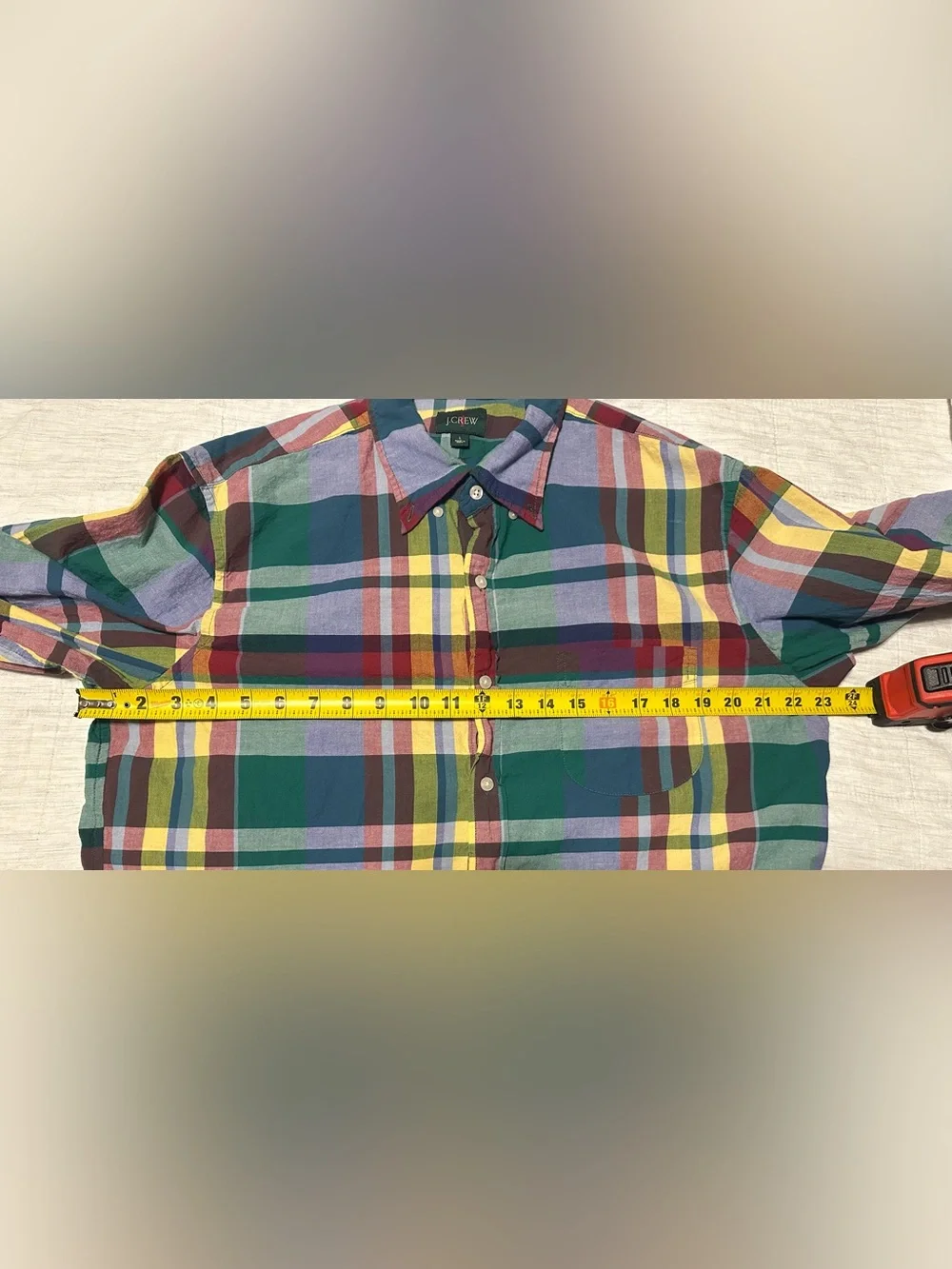 J. Crew Multicolor Plaid Button-Down Shirt - Green, Yellow, Blue, Red
